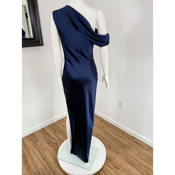 Nicholas the Label Womens Eartha Off The Shoulder Satin Gown Midnight Size 8 - Picture 6 of 12